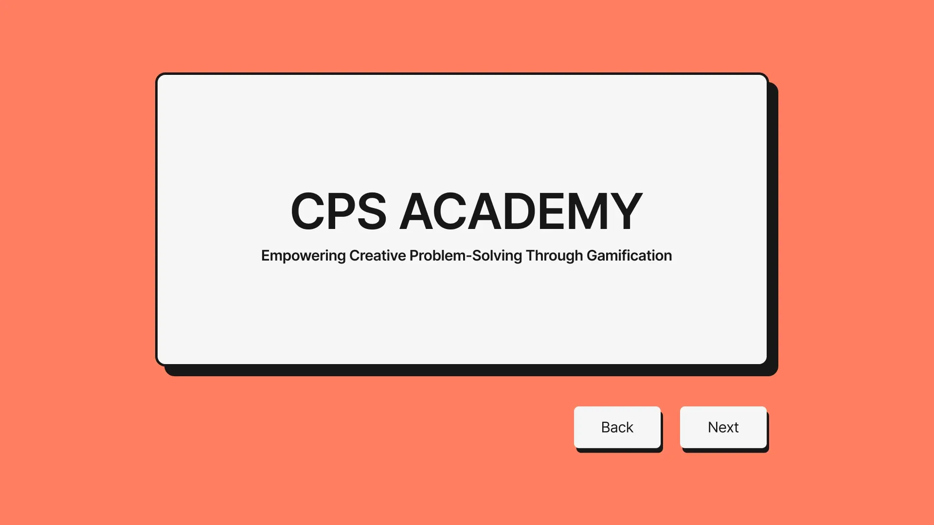 Four high-fidelity mobile screens showing the CPS Academy app - Classroom, Toolkit, Progress, and Profile sections - on a coral background