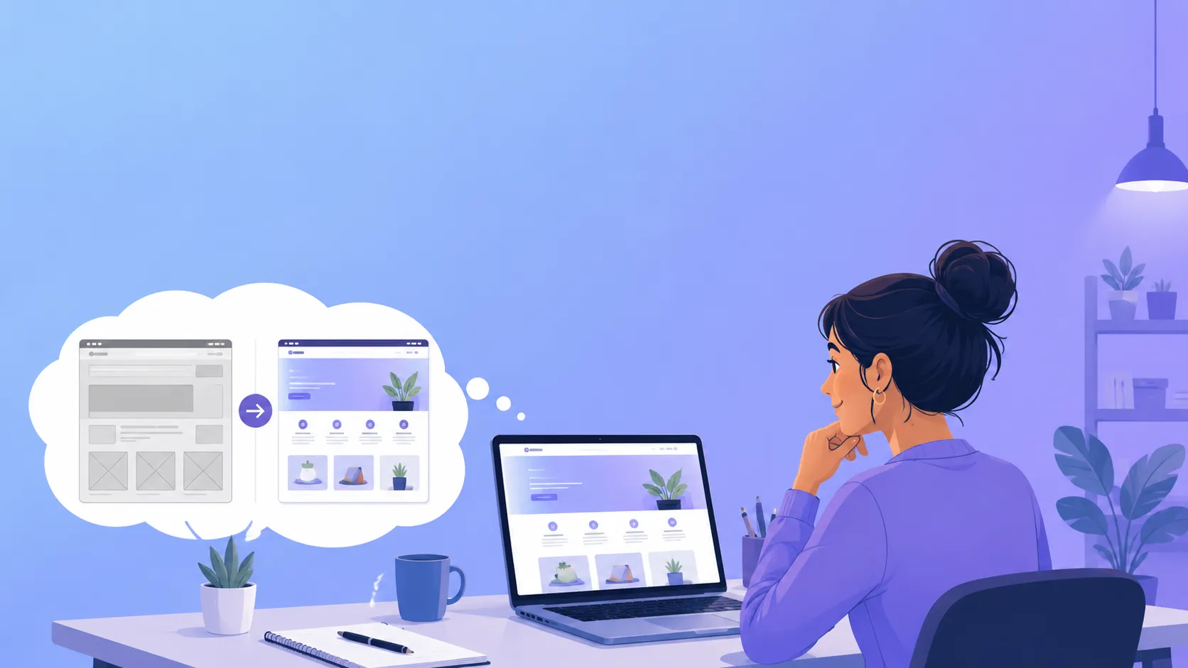 Business owner reviewing an outdated website that needs a redesign